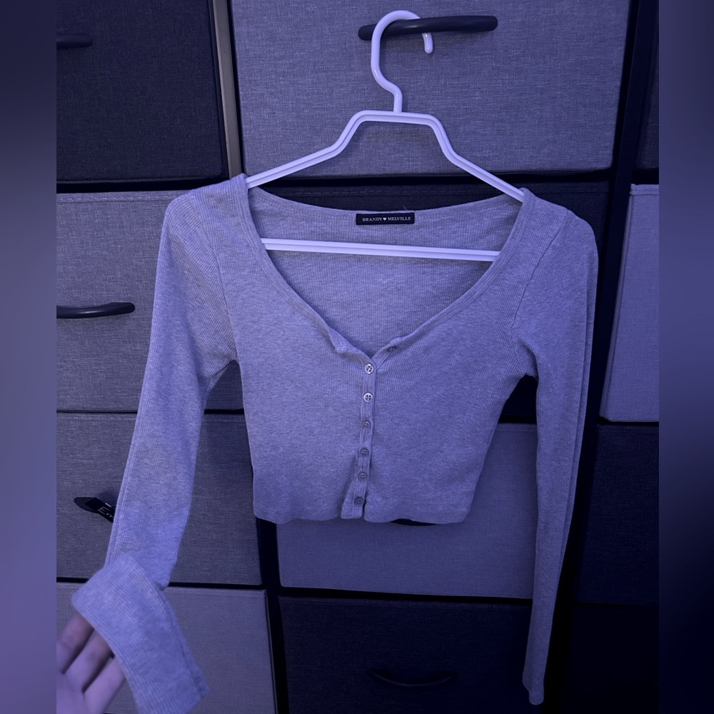 Brandy Melville Grey Button Up Top